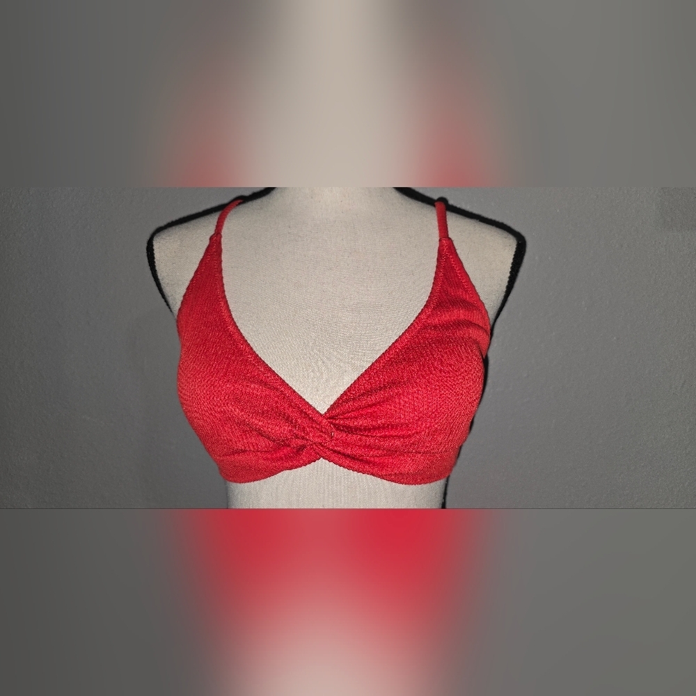 Zaful Red Ribbed Bikini Top - Size 6 NWT